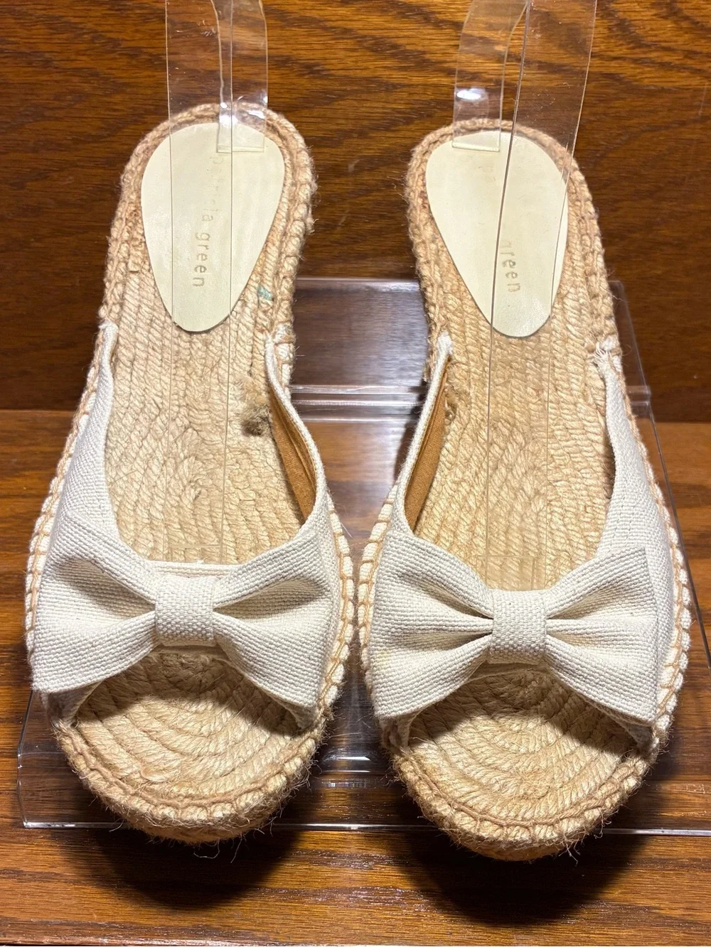 Patricia Green Canvas Bow Espadrille Slide Sandals Cream Size EU 39 US 8.5